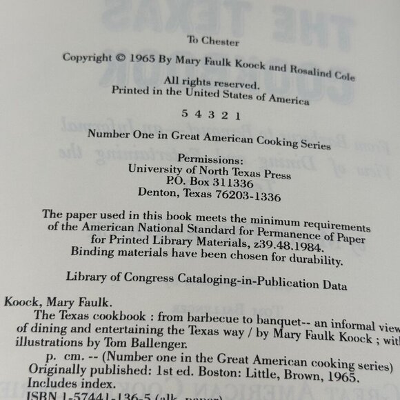 Mary Faulk Koock The Texas Cookbook Recipes Stories Texas Dining History - Picture 6 of 16